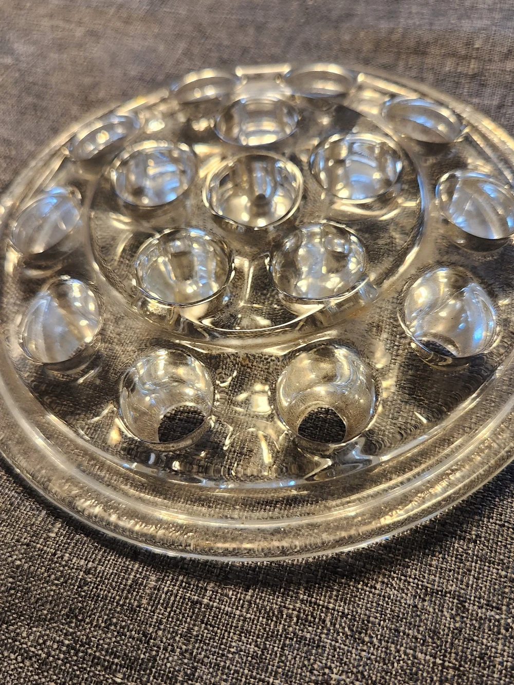Vintage Clear Glass Flower Frog Vase Insert 16 Holes 5.25